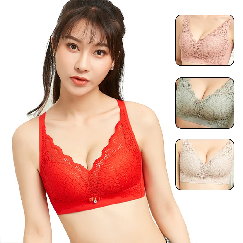 

Pregnant Women's Latex Cotton Breastfeeding Underwear Lace No Steel Ring No Trace Gather Collect And Breast Bras Circumference