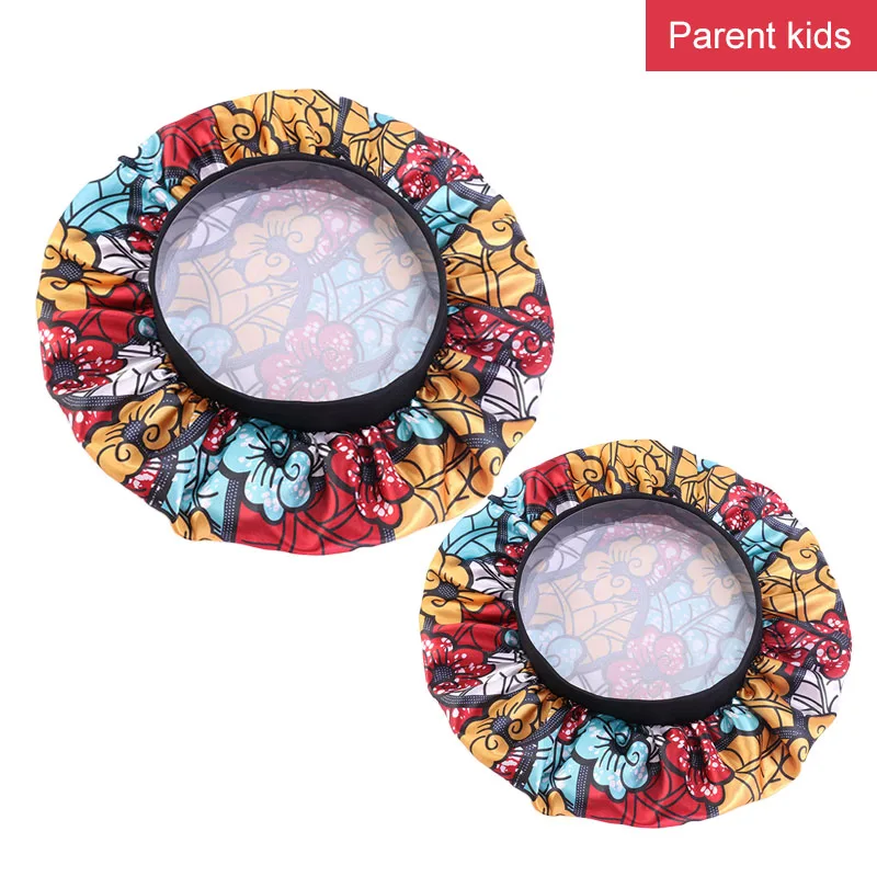 Mommy And Baby Satin Bonnet African Patterns Print Night Sleep Cap Baby Hair Care Women Headwrap Fashion Hair 20Sets Per Color