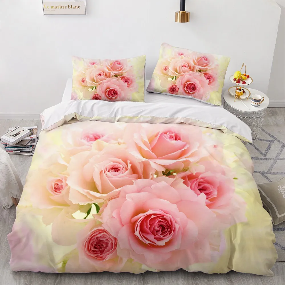 

Simple Bedding Sets 3D Plant Flower Duvet Quilt Cover Set Comforter Bed Linen Pillowcase King Queen Full Double Home Texitle
