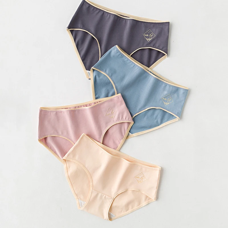

Wasteheart Women Fashion Blue Cotton Mid Waist Panties Underwear Lingerie One-Piece Seamless Briefs Underpants M L XL