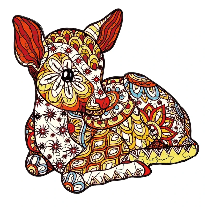 

N7ME деревянные пазлы для взрослых в форме животных Пазлы олень 5.2x5.2in(A5-57Piece)