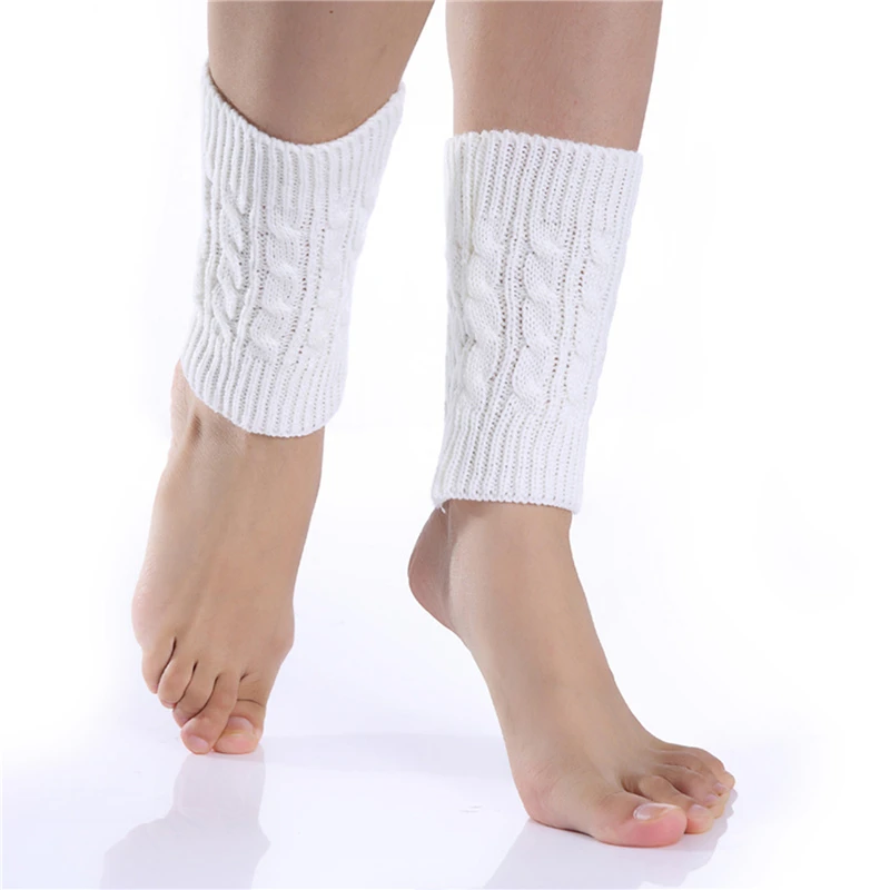 

One Pair Winter Thick Warm Knitted Leg Warmers Socks Boot Cover Stripe For Women Lace Stretch Boot Leg Cuffs Boot Socks