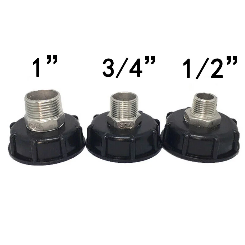 60mm Thread IBC Water Tank Adapter Garden Fittings Replacement 1/2 3/4 1 Plastic For IBC containers Drain Connector S60x6 high quality ibc water tank fittings ibc tank valve replacement adapter s60x6 thread to 1 2 3 4 durable garden hose connector