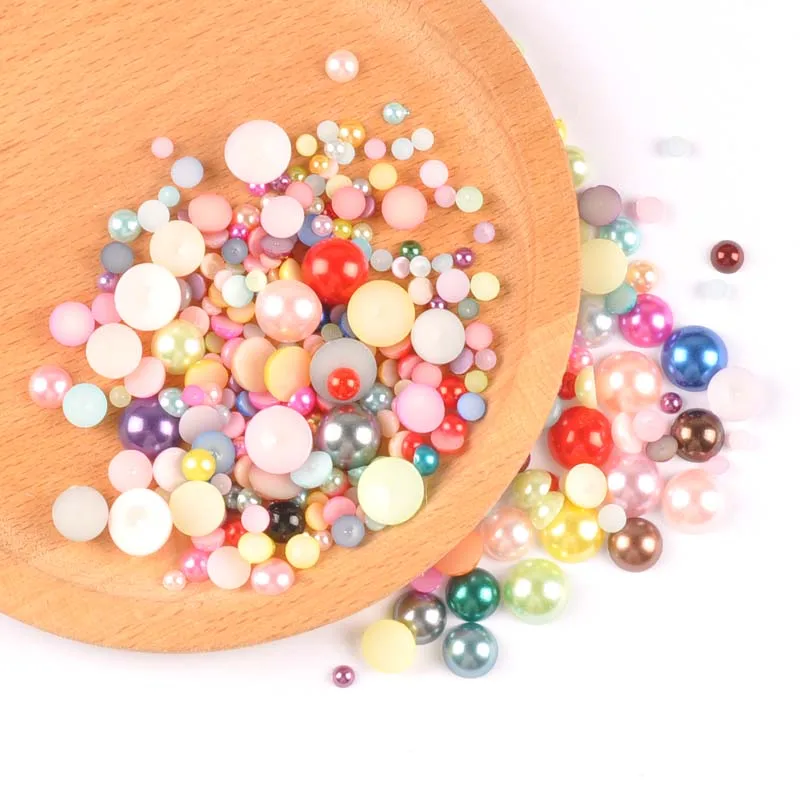 Полукруглые жемчужные бусины 12 цветов разных плоские Кабошоны украшения для