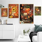 5D DIY Алмазная вышивка крестиком на рисунке, тыквенная с вышитым узором Подсолнух мозаичные камни в форме ромба круглый дрель Настенный декор подарок ручной работы