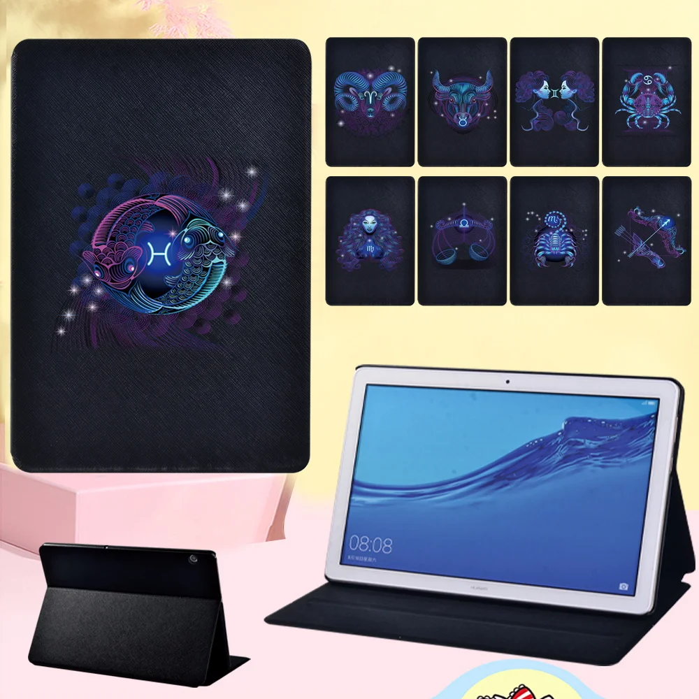 

For Huawei MediaPad T5 10 10.1 Zodiac Series Tablet Case for MediaPad T3 10 9.6/T3 8.0 -high Quality Leather Stand Cover Case