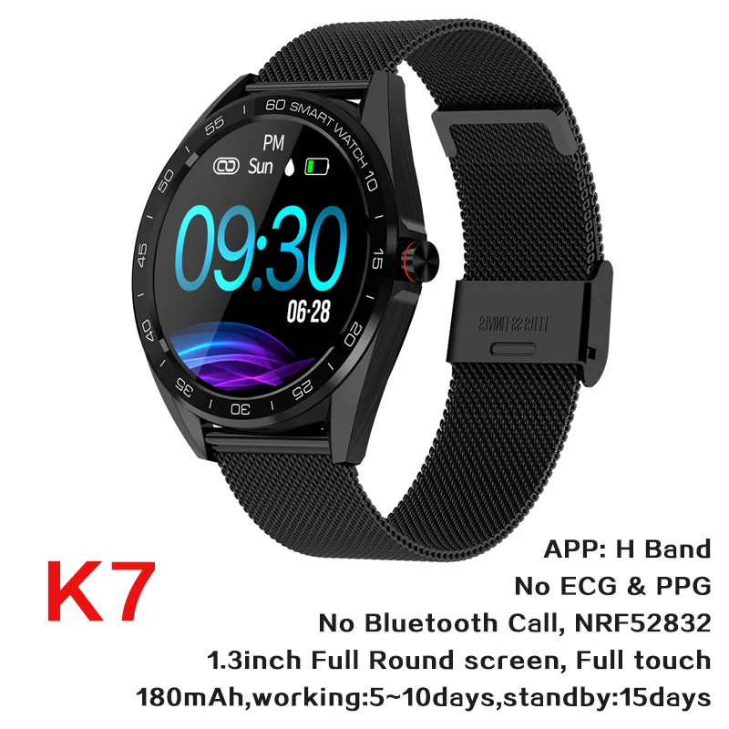 K7 Black Steel 696 SN80 модный спортивный Полный сенсорный экран Смарт-часы водонепроницаемый датчик движения контроля артериального давления сердечного ритма шагомер - Цвет: K7 Black Steel
