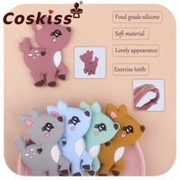 coskiss 1pcs silicone mini fox baby pacifier pendants food grade silicone bead animal baby teether tiny childrens goods toy