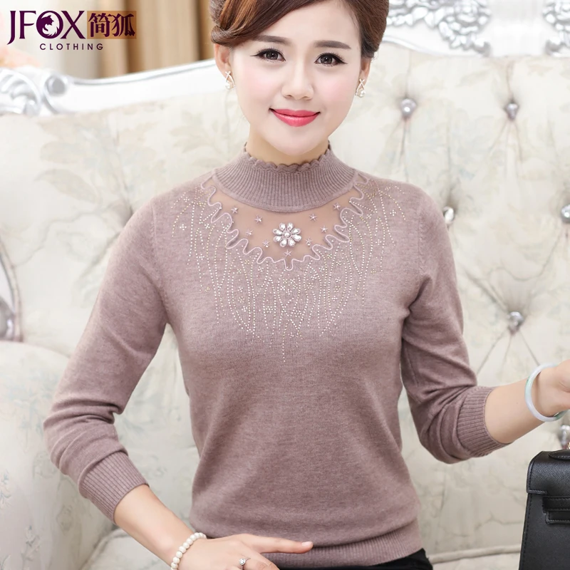 Осенне-зимний женский свитер большого размера базовый кашемировый с высоким