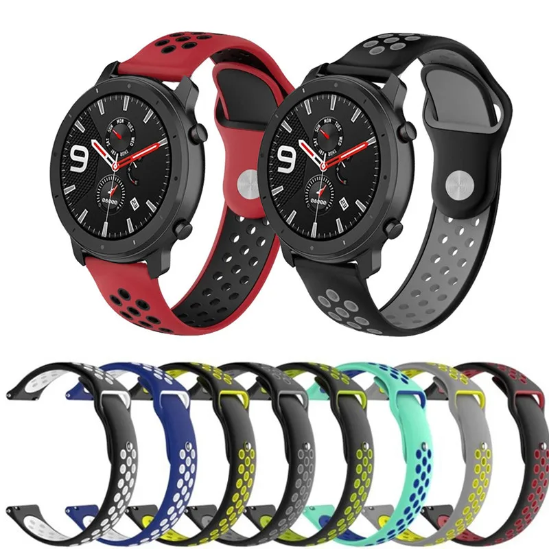 Для Xiaomi Huami Amazfit GTR 47 мм 42 мм умный силиконовый ремешок часов двойной цвет браслет ремешок для Amazfit GTR Correa