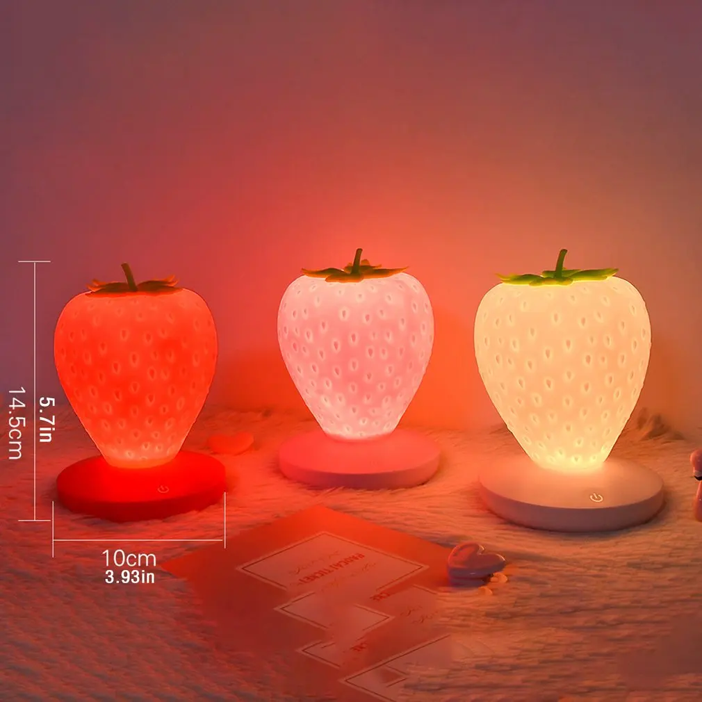 

Creative Home Strawberry Night Light Silicone Night Light USB Baby Bedside Lamp Children Gifts Bedroom Decoration