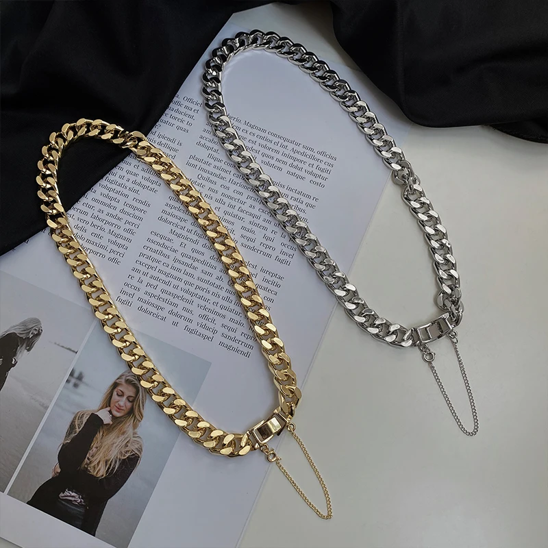 Ожерелье-чокер Flashbuy с кубинской цепью для мужчин и женщин модное колье золотого