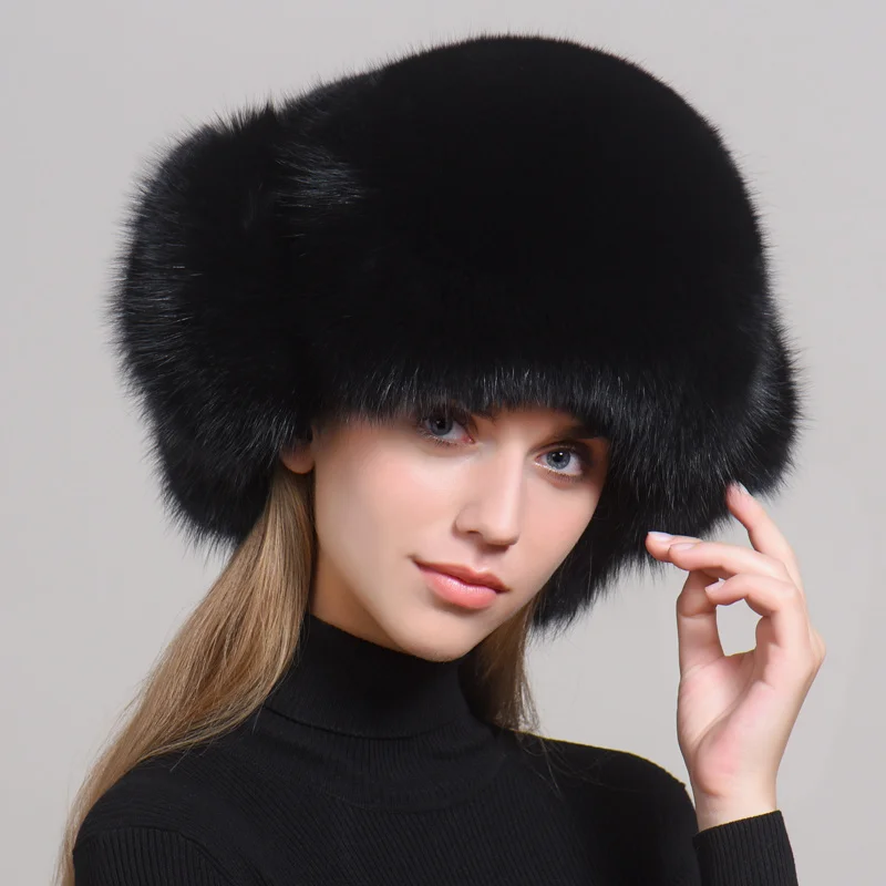 

Женская зимняя Лыжная шапка из 100% натурального Лисьего меха