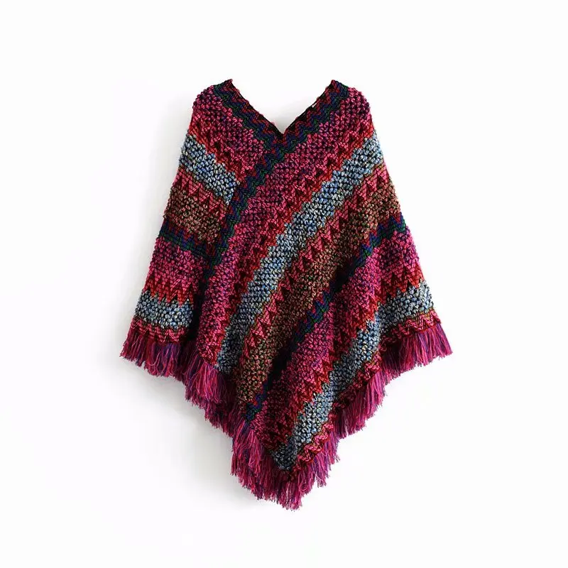 Everkaki Boho с кисточками вязаный свитер шаль женские обертывания толстые осенние винтажные женские накидка с воротником обертывания женские Зима Новые