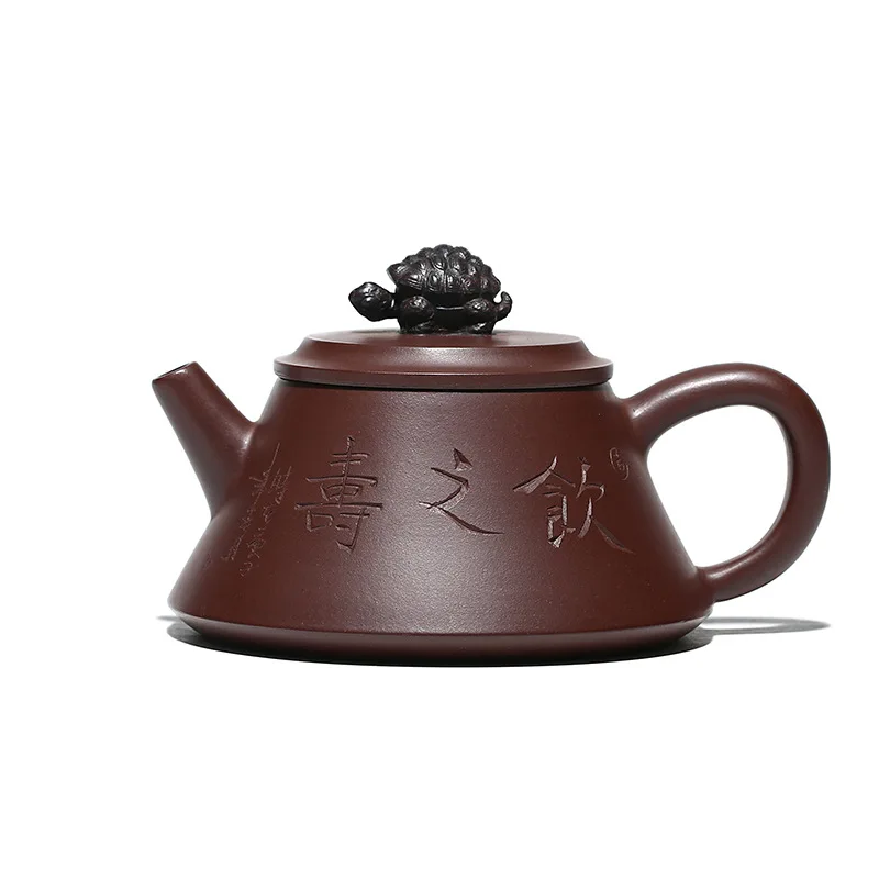 

Longevity of Zisha teapot drinking ladle teapot raw ore purple clay carving sketch teapot sand in the rain