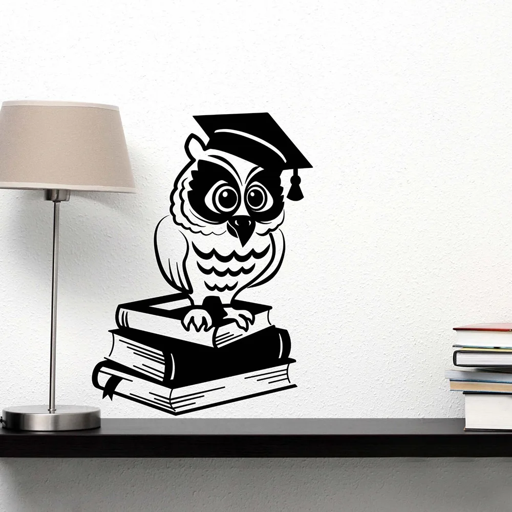 Сова книги виниловая наклейка на стену гостиная Library настенные Стикеры для