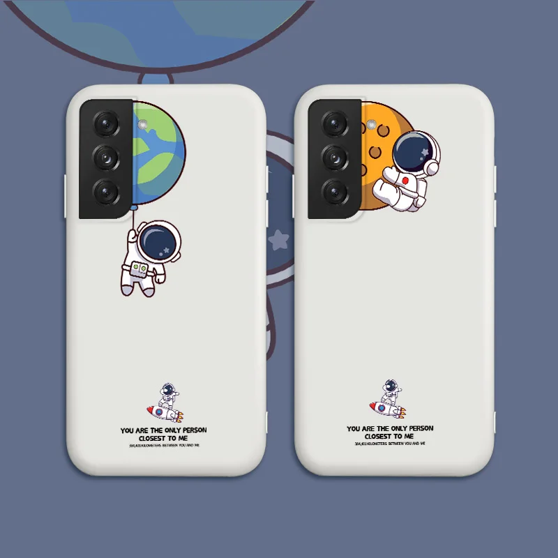 

Side Moon Phone Case For Samsung Galaxy S21 S20 FE S10 Note 20 10 Ultra Plus A72 A52 A42 A32 A12 A02S 4G 5G Silicone Cover