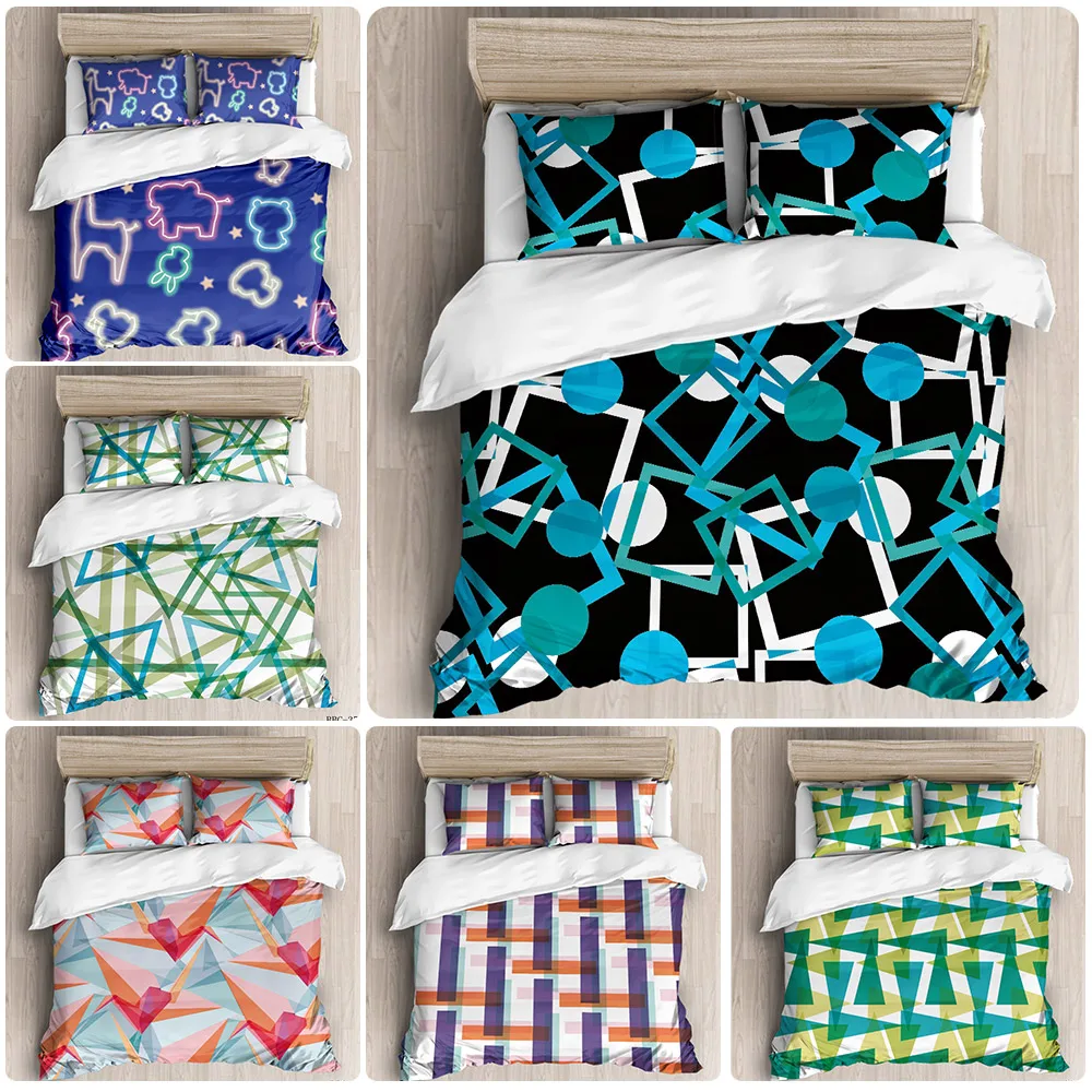 

Fashion Bedding Set 3D Geometric Color Printing Duvet Cover Home Textile Comforter Quilt Cover Single Double Queen King Size