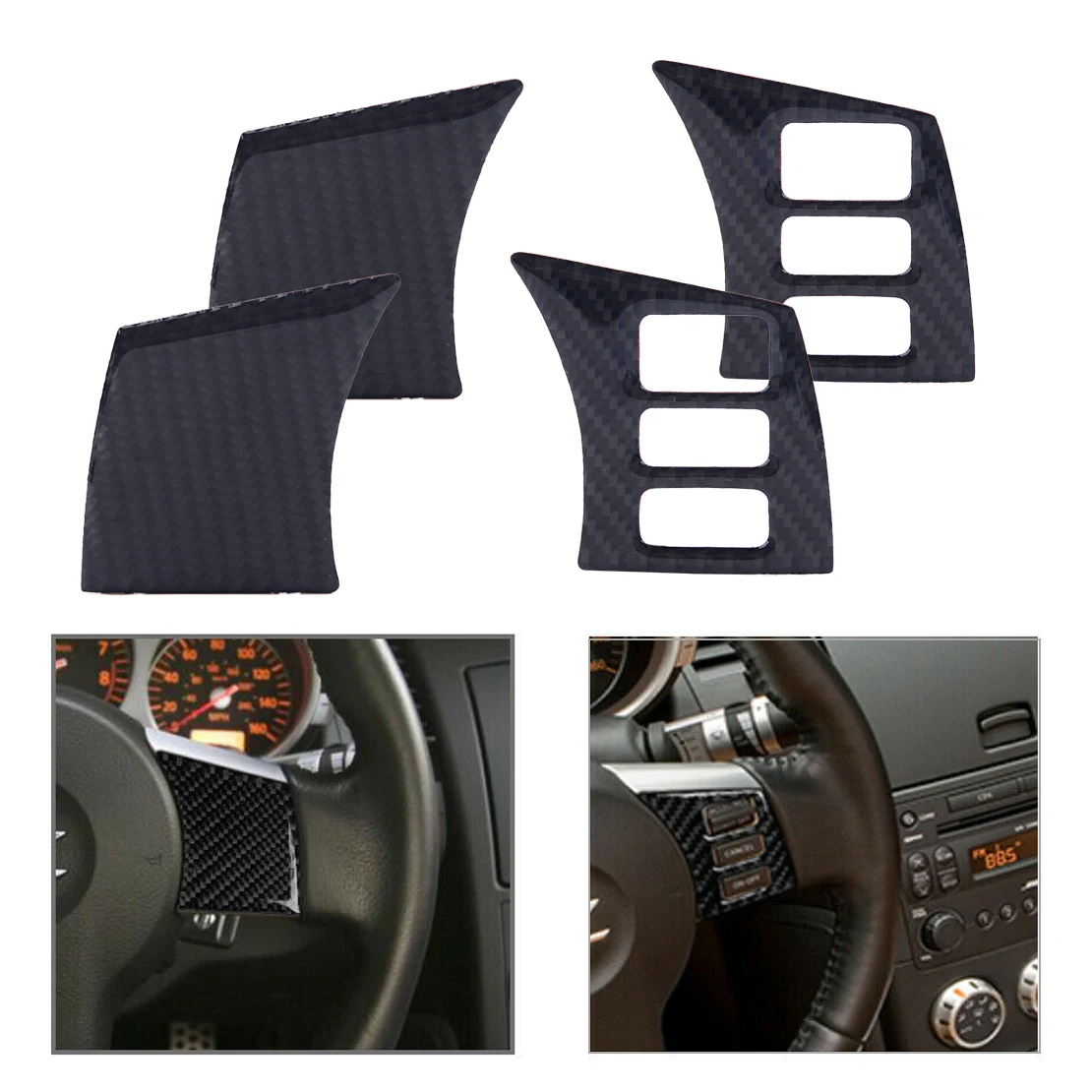 Beler черный 4 шт. карбоновое волокно внутренняя панель рулевого колеса крышка