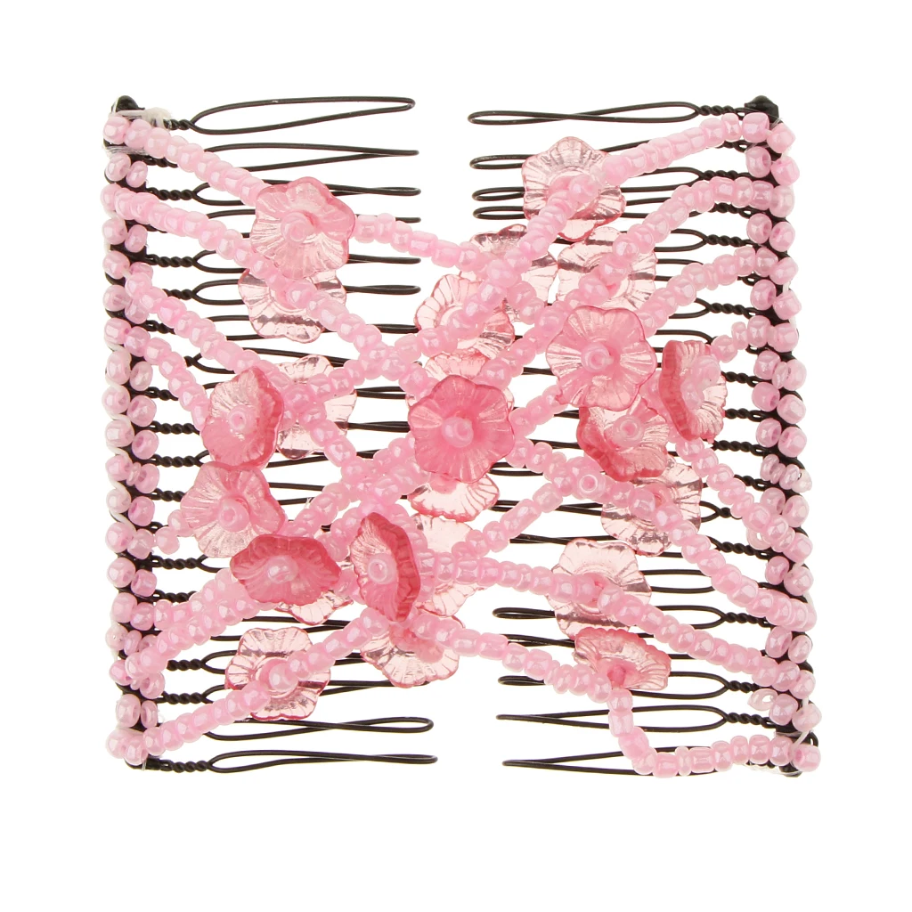 

Расческа для волос с бусинами и цветами, эластичная двойная заколка для укладки волос