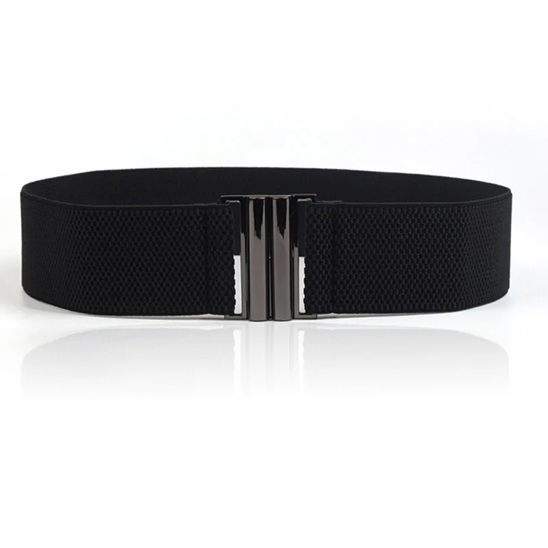 Women Elastic Band Wide Belts Simple Down Coat Waist Belt Female Buckle Black Strap Dress Decoration Accessories