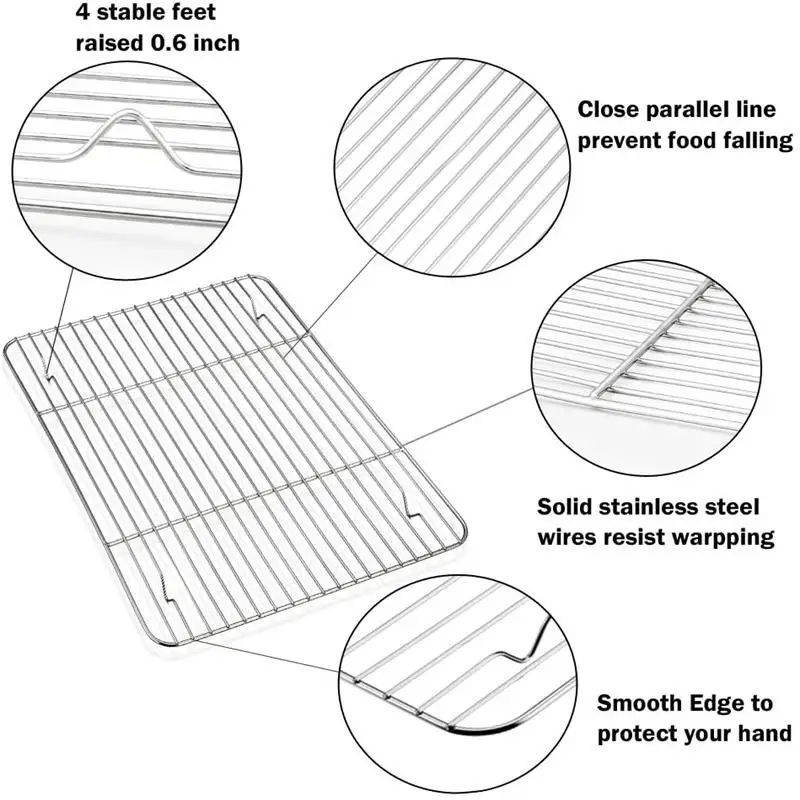 Противень из нержавеющей стали со съемной охлаждающей стойкой антипригарная