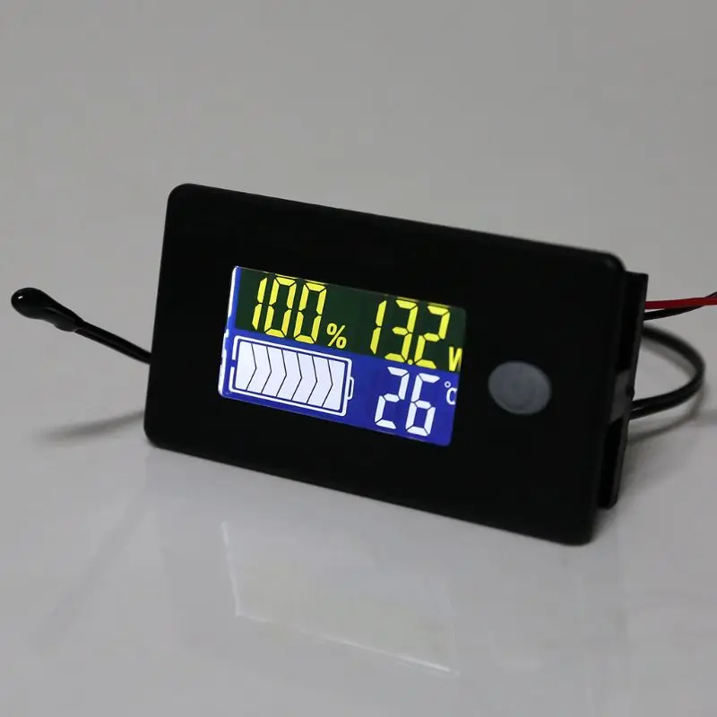 

DC 10V~100V Li-ion Lifepo4 Lead acid Battery Capacity Indicator Digital Voltmeter Tester Temperature Monitor 12V 24V 36V