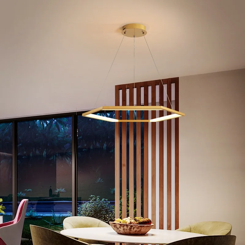 

Six-sided ring LED chandelier Living room dining room bedroom study chandelier Business place Artistic lighting