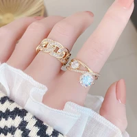 ins hot sale exquisite super shine cz buckle ring for women feminia adjustable aaa zircon sparking wedding jewelry pendant gift