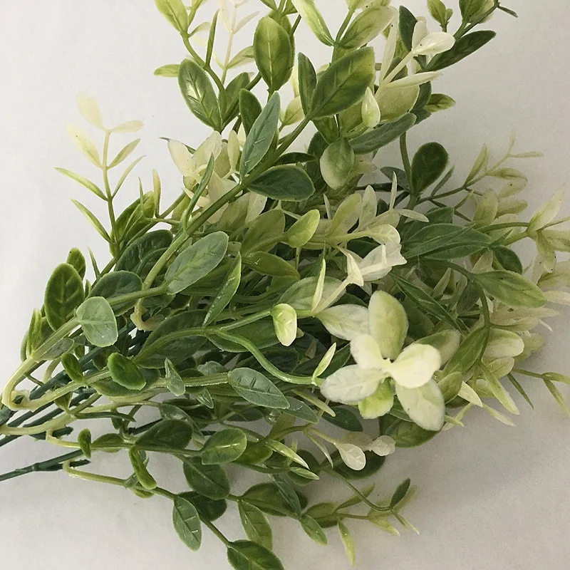 Artificial Green Plastic Leaves Plant Boxwood Branches Decorative Evergreen Fake Flowers | Дом и сад
