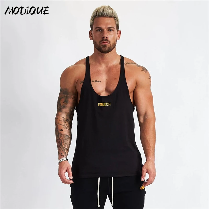 Майка мужская хлопковая для бега модная спортивная одежда фитнеса майка на