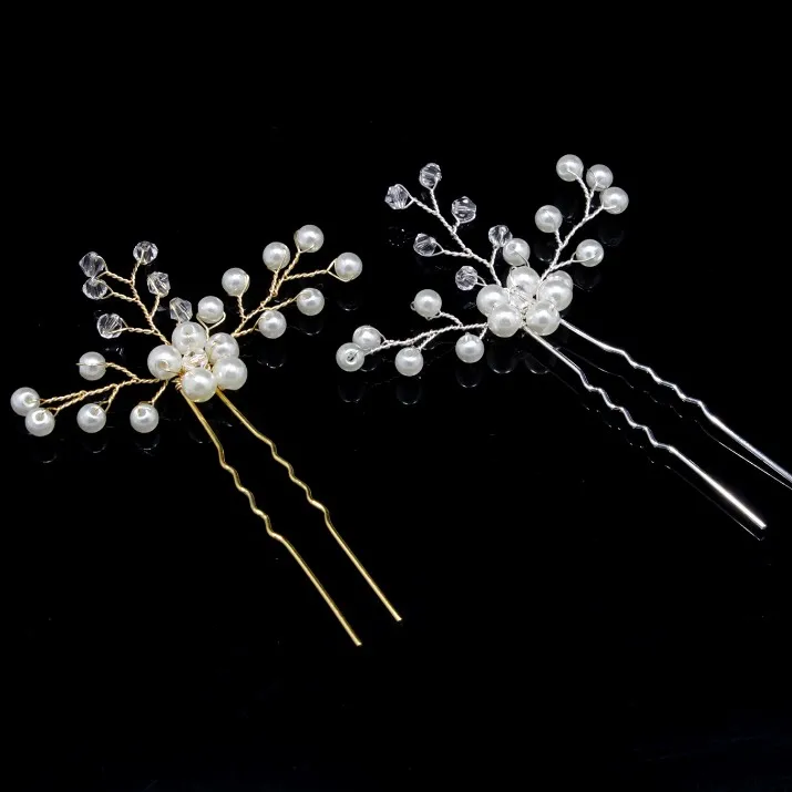 U образная шпилька для волос с жемчужными цветами и бусинами свадебная тиара