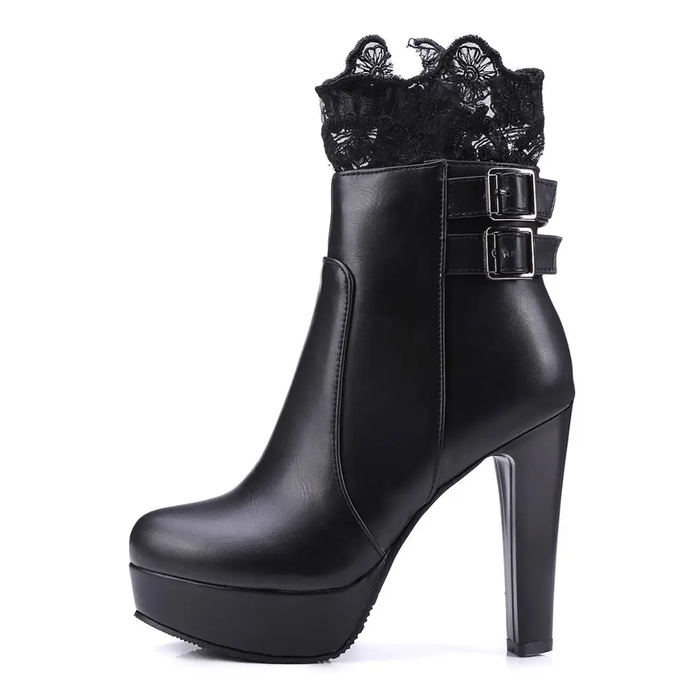 

Fashion Women's Shoes Winter new Sexy Short boot Elegant Pure color Buckle white Block heels platform boots Concise Mature 32-45