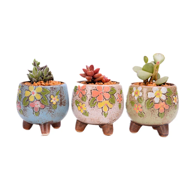 

3pcs Flower Nursery Pots Succulent Plant Post Ceramic Nursery Pots Garden Accessories Mini Plants Pots Korean Style