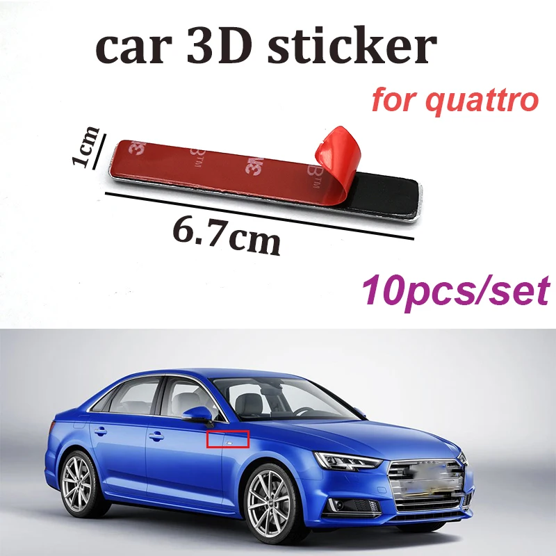 

10pcs/set Rear Tail Emblem Badge Stickers for Quattro A5 A6 A7 A8 Q1 Q3 Q5 Q7 TT R8 3D Sticker Decorative Car Accessories