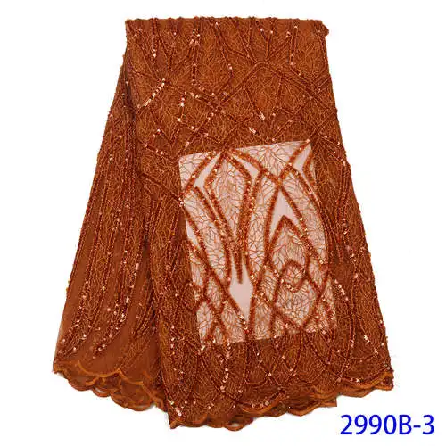 picture 3 NIAI Burnt Orange африканская Seuqins кружевная ткань вышитая французская нигерийская кружевная ткань высокое качество кружева для вечерние XY2990B-3 - Цвет: picture 3