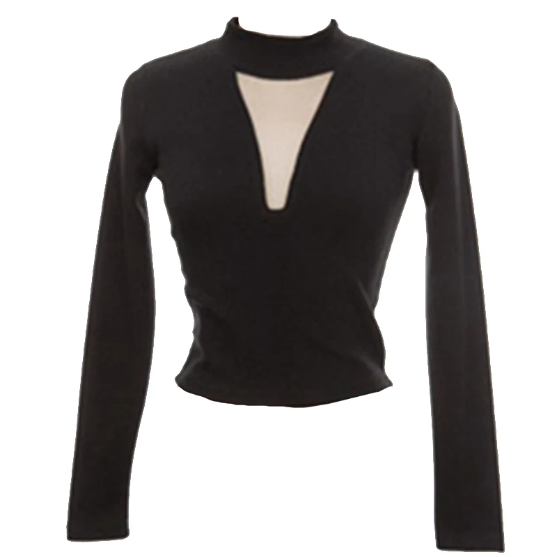 

Gauzy Stitching T-shirt Long Sleeve Women's Autumn and Winter New Korean Style Slim Stand Collar Inner Wear Large Size Modal