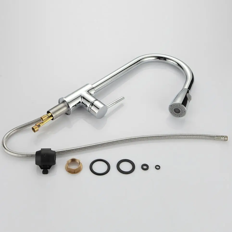 

360 Degree Swivel Pull Out Black Kitchen Faucet Chrome Brass 2 Functions Mixer Sink Gold kitchen faucet for kitchen