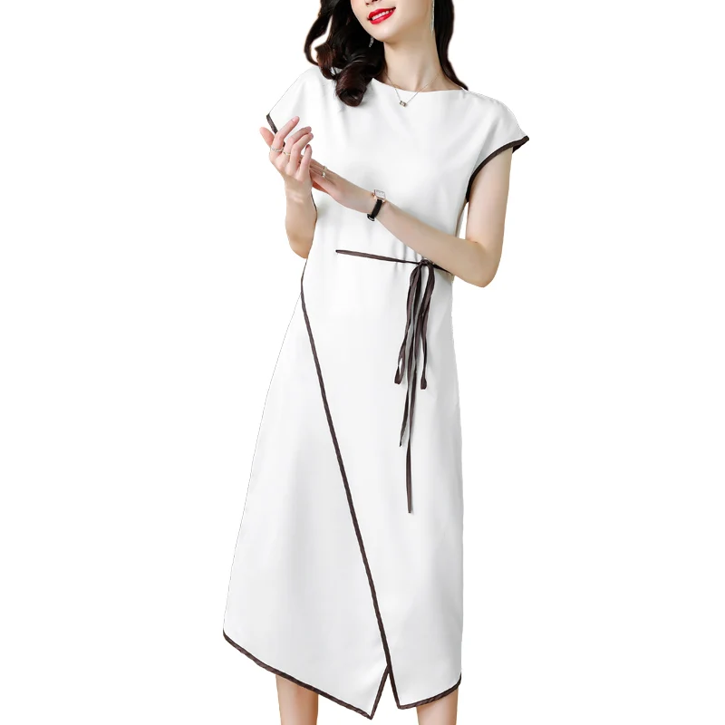 

Make summer contracted senior temperament of the goddess of the new fan to feel chalaza Hepburn wind acetate satin dress