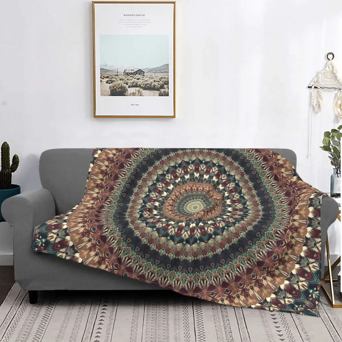 

Одеяло с мандалой в стиле бохо, плюшевое теплое мягкое Фланелевое Флисовое одеяло, покрывало для дивана, покрывало, дорожное покрывало на за...