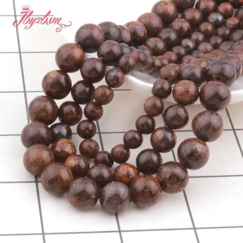 Круглые Бусины Из бронзита Гладкие бусины из натурального камня 8 10 12 мм для