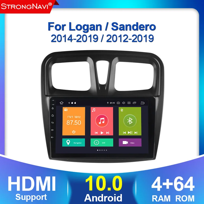 Автомагнитола 2DIN Android 10 4G lte DSP IPS мультимедийный видеоплеер для Renault Logan 2 Sandero 2012 2019