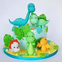 1pcs cartoon dinosaur soft glue cake topper jungle safari theme boy girl kids birthday cake decorations baby shower diy supplies