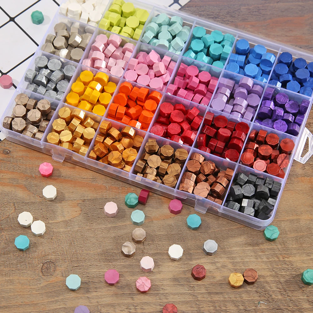 

1 Box 700Pcs Vintage DIY Octagonal Sealing Wax Tablet Seal Dedicated Stamp Wax Beads Wedding Wax Seal Ancient Sealing Wax