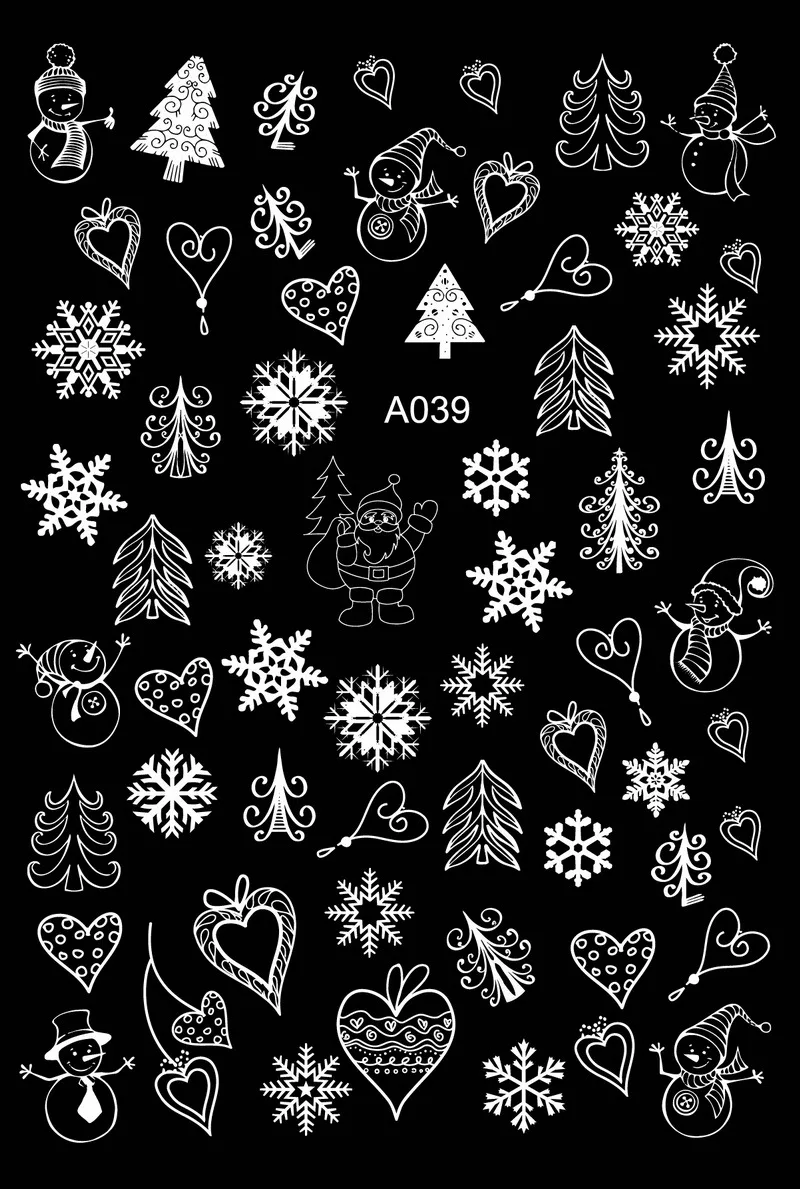 1 шт Слайдеры для ногтей Рождественские 3D наклейки Рождественская елка