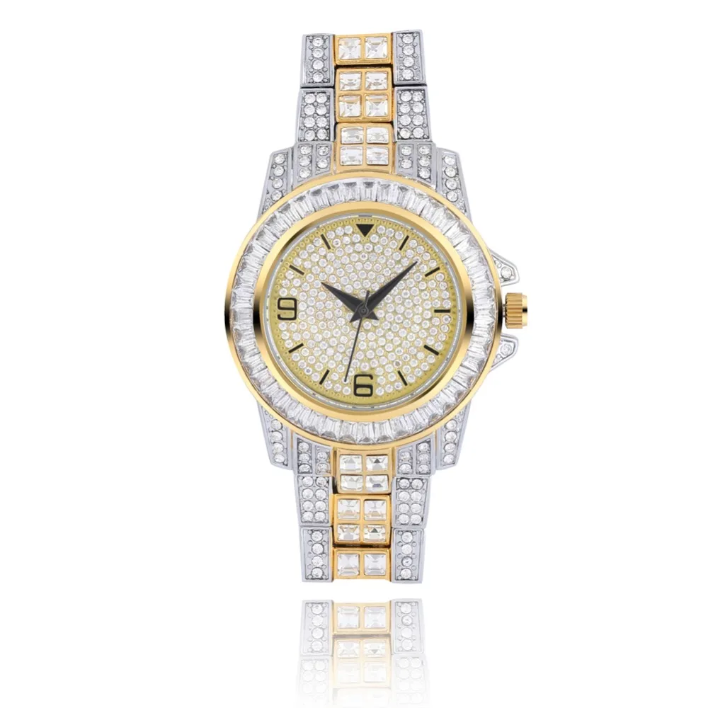 GUCY AAA ICED OUT хип-хоп наручные часы с микро pave CZ браслет из нержавеющей стали Прямая поставка
