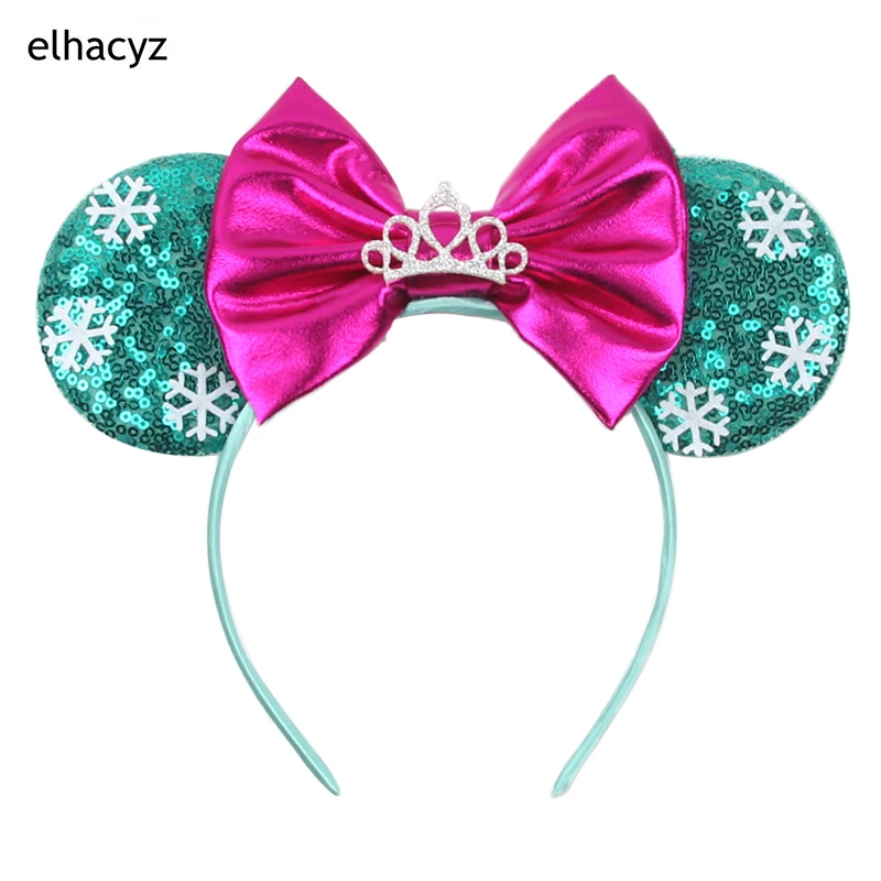 1PC 2021 New Cute Glitter Bow Mouse Ears Headband Princess Crown Girls Sequins Bow Hairband Kids Headwear DIY Hair Accessories (0)