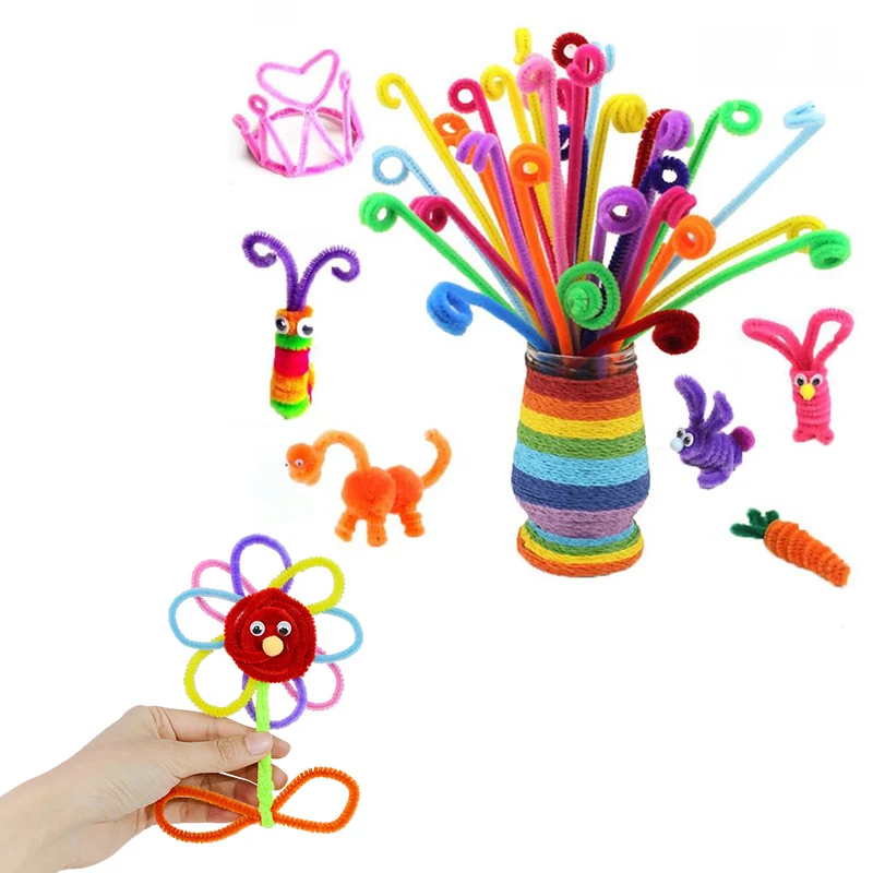 

Plush Stick/Toy Eyes/ Pompoms Rainbow Colors Shilly-Stick Educational DIY Handmade Art Craft Creativity Devoloping Toys for Kids
