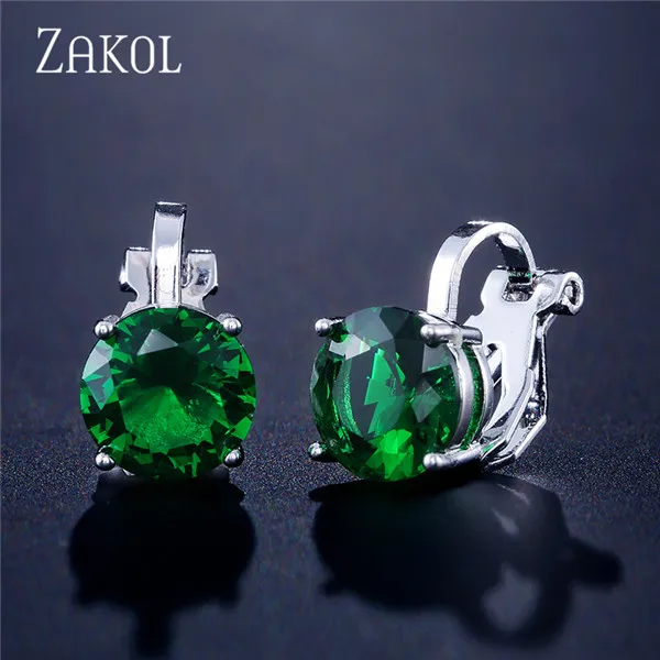 ZAKOL Cubic Zirconia Clip Earrings для Дамская Мода Ювелирные изделия из кристаллов серьги женские Свадебная вечеринка подарок наивысшего качества FSEP526 - Окраска металла: Green