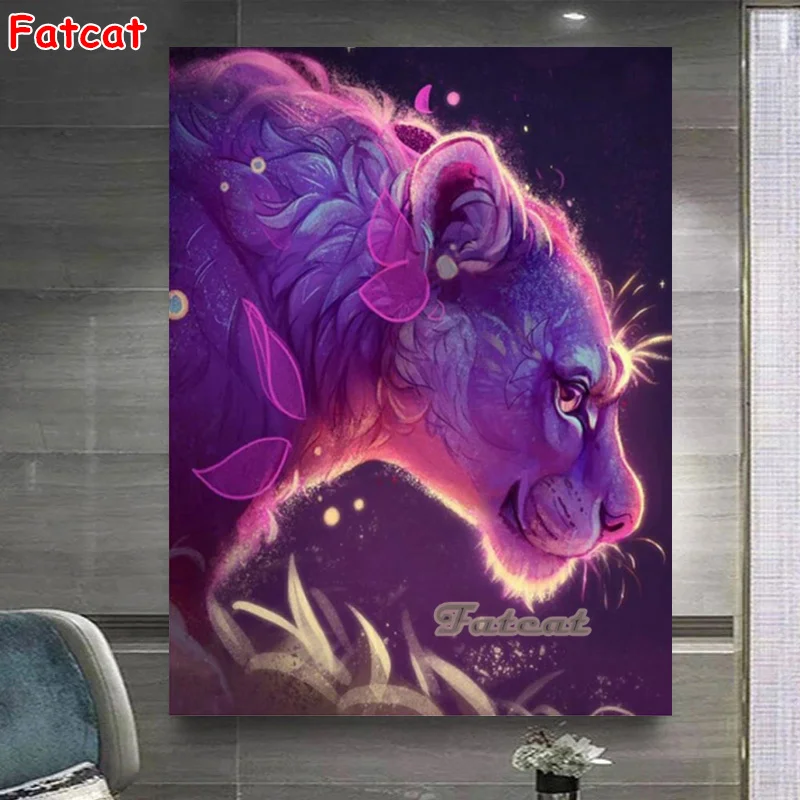 

DIY Diamond Painting Purple Leopard Painting With Diamonds Full Drill Square/round Diamond Embroidery Animal 5d Decor Art PP3369